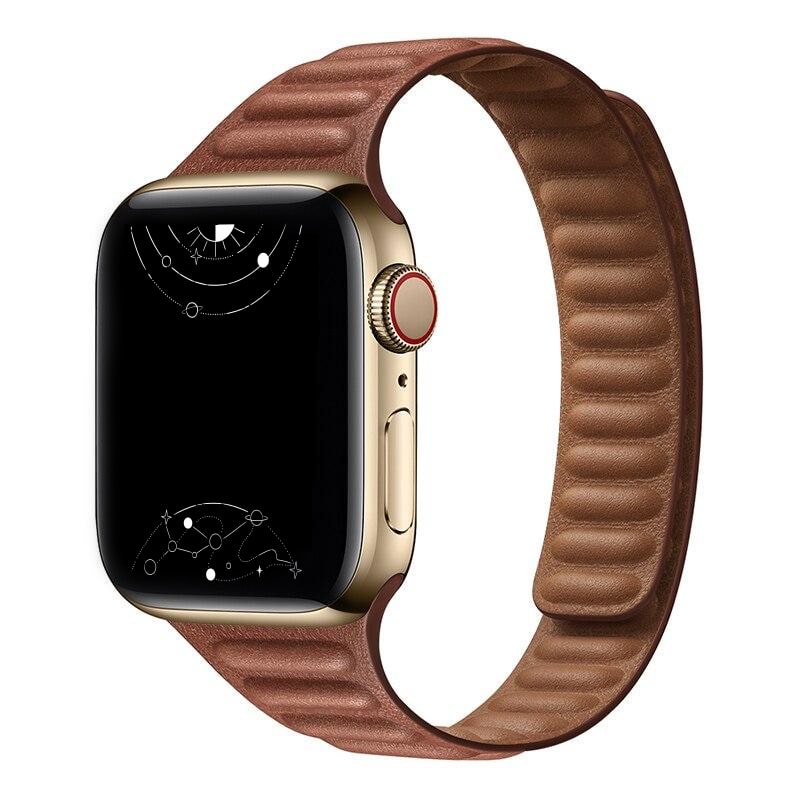 Golden Brown Leather Link - Apple Watch buy Magnetic Band 45mm