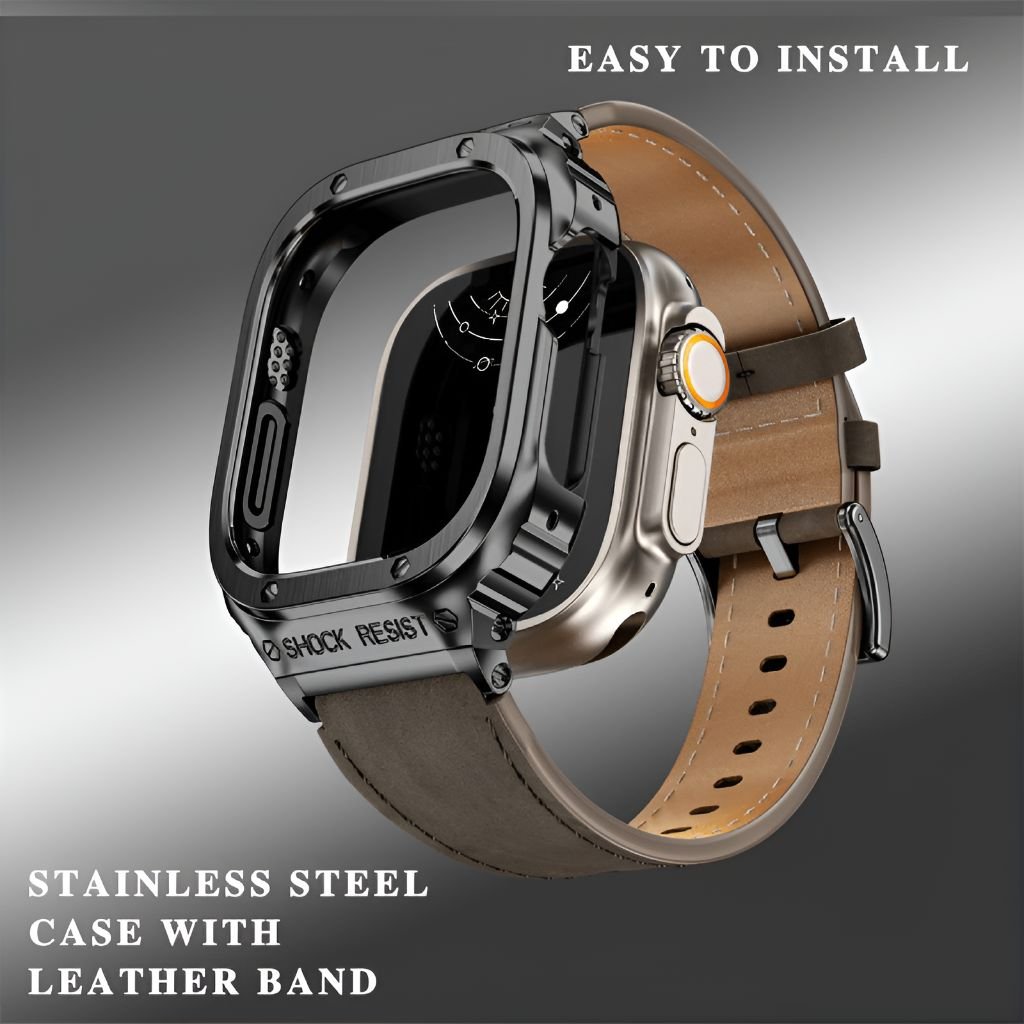 Fumi Genuine Leather Band With Metal Case