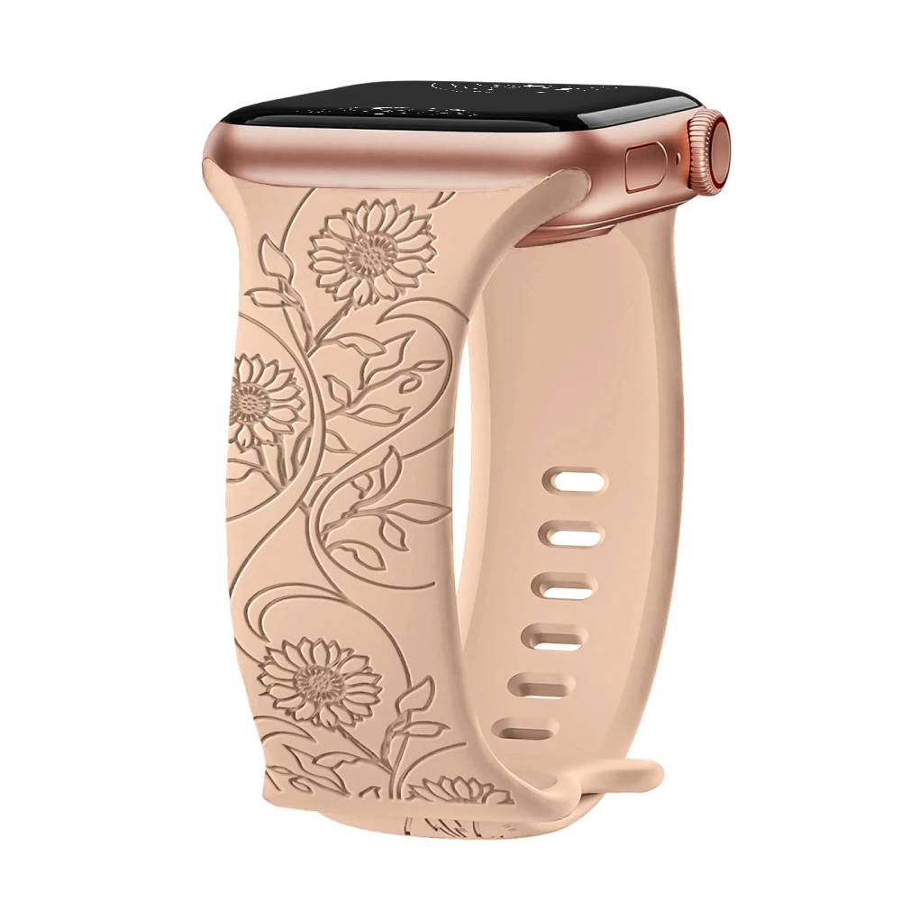 Levo Floral Engraved Silicone Band