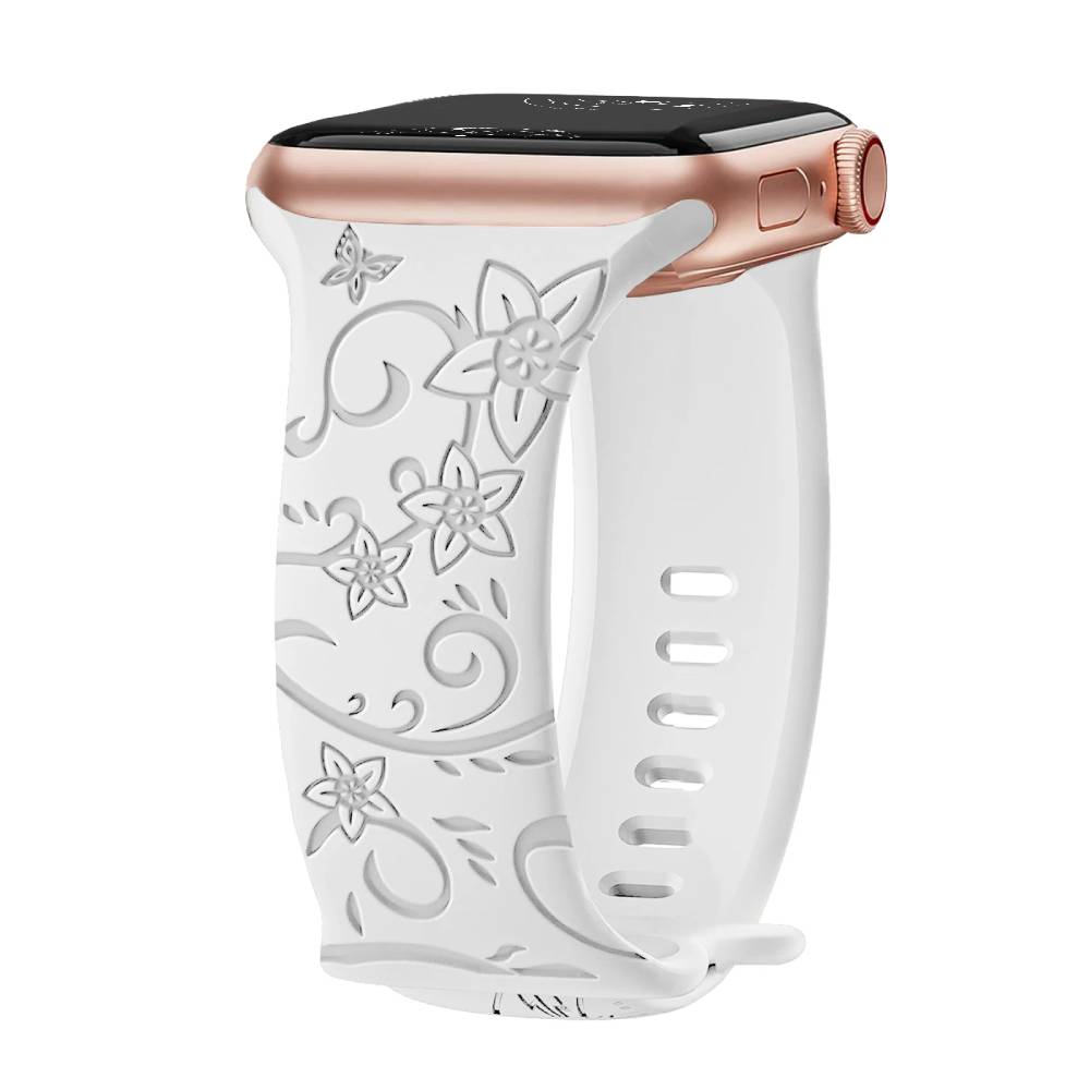 Levo Floral Engraved Silicone Band