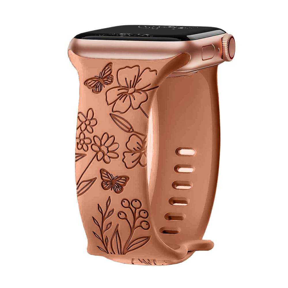 Levo Floral Engraved Silicone Band