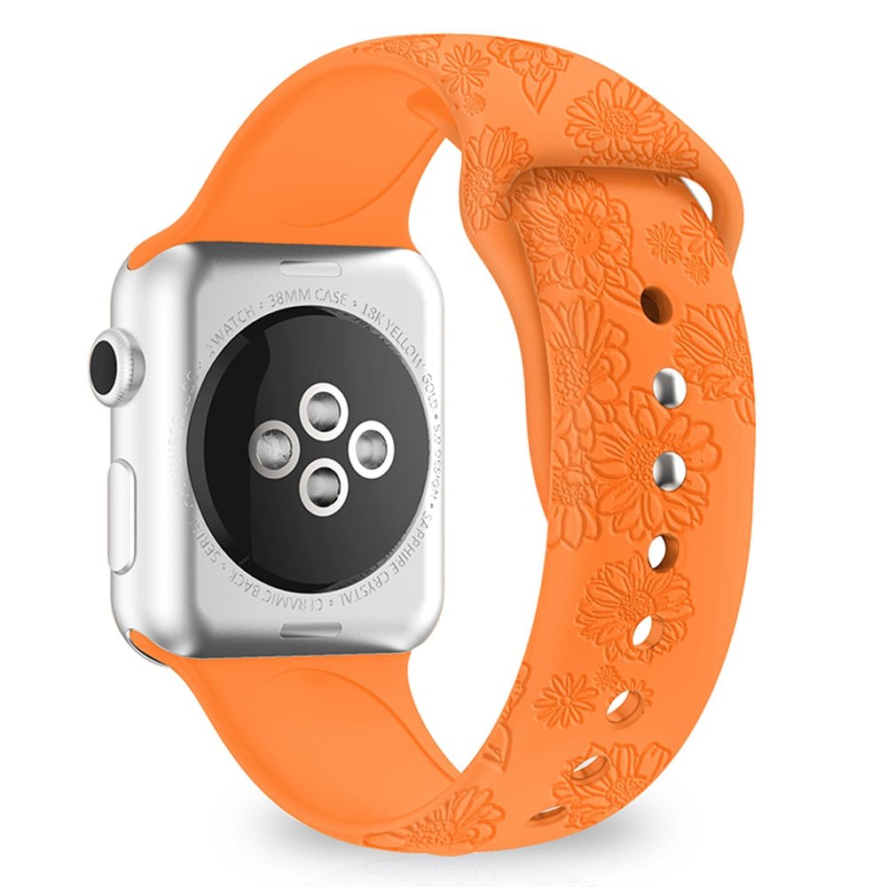 Flos Engraved Silicone Band For Apple Watch - Astra Straps